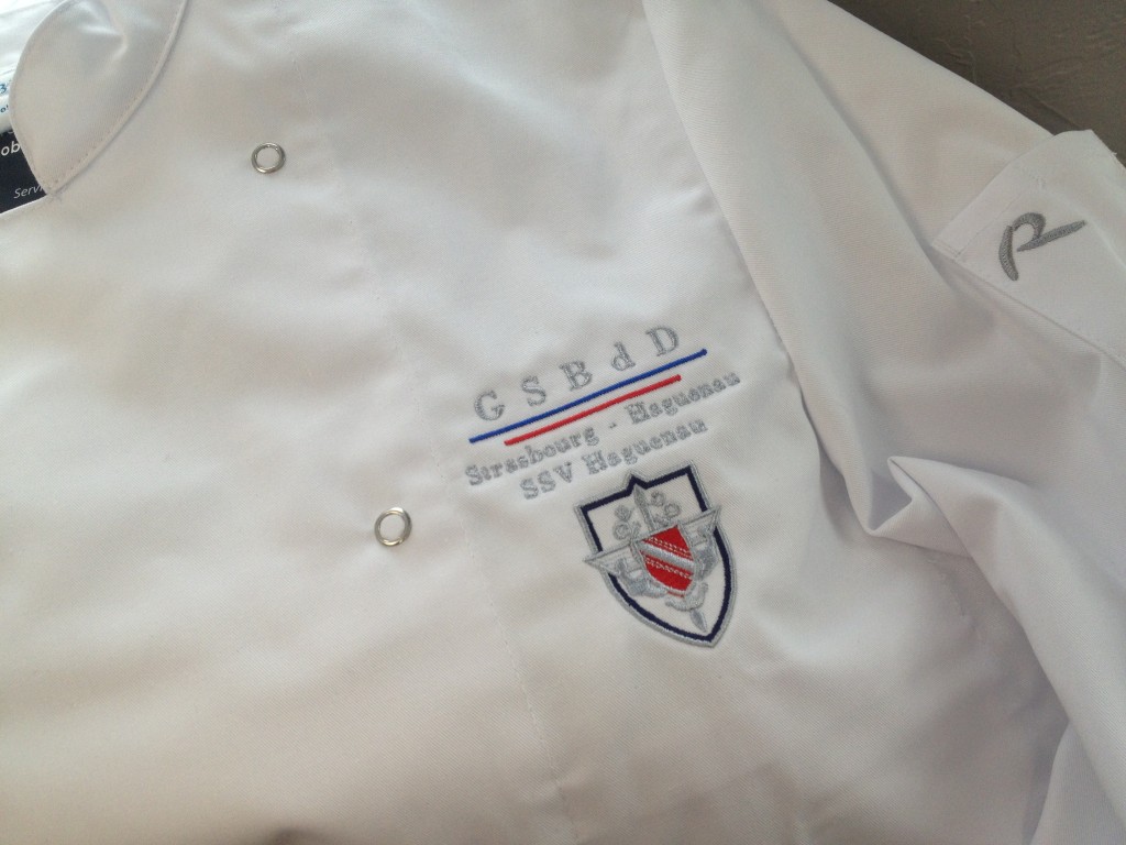Veste cuisine brodée, Haguenau